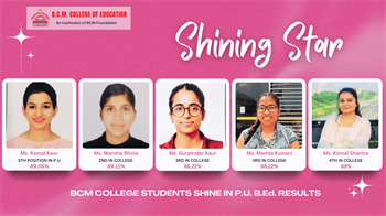 BCM COLLEGE STUDENTS SHINE IN P.U. B.Ed. RESULTS